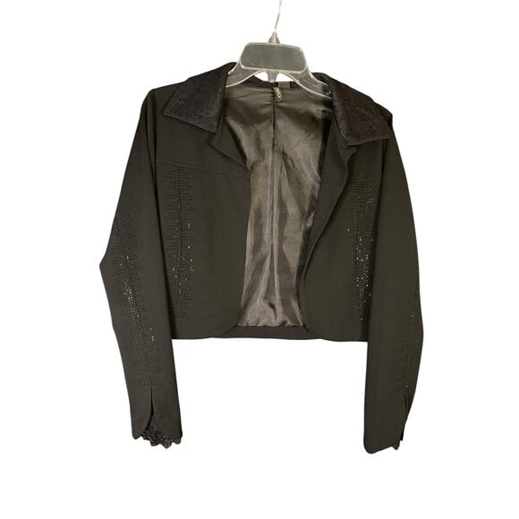 Ethyl Black Jacket/Blazer w/ Sparkles on Front and Lace on Sleeve Size Small - Picture 1 of 11